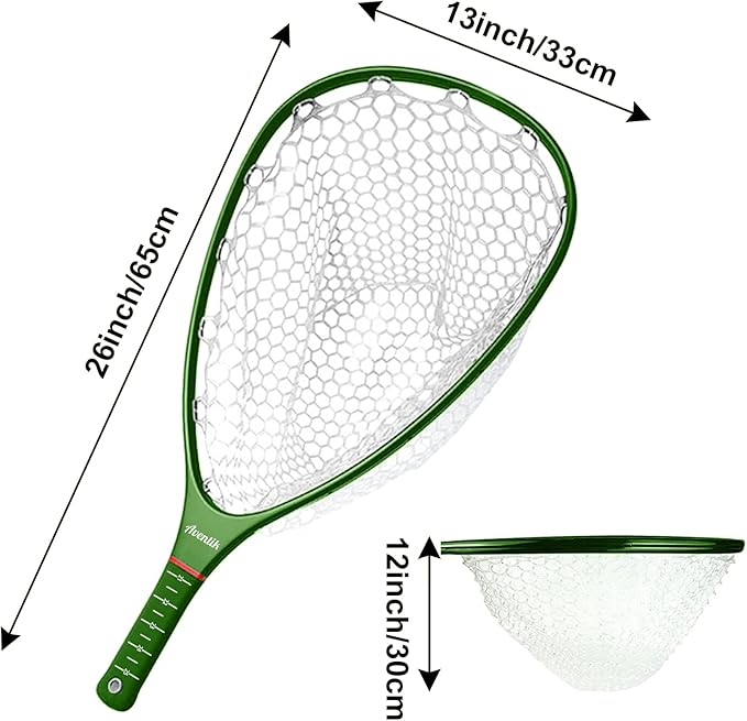 Aventik Fly Floating Fishing Net Carbon Fiber Landing Trout Net Light Weight Clear Rubber Ghost Net Catch & Release