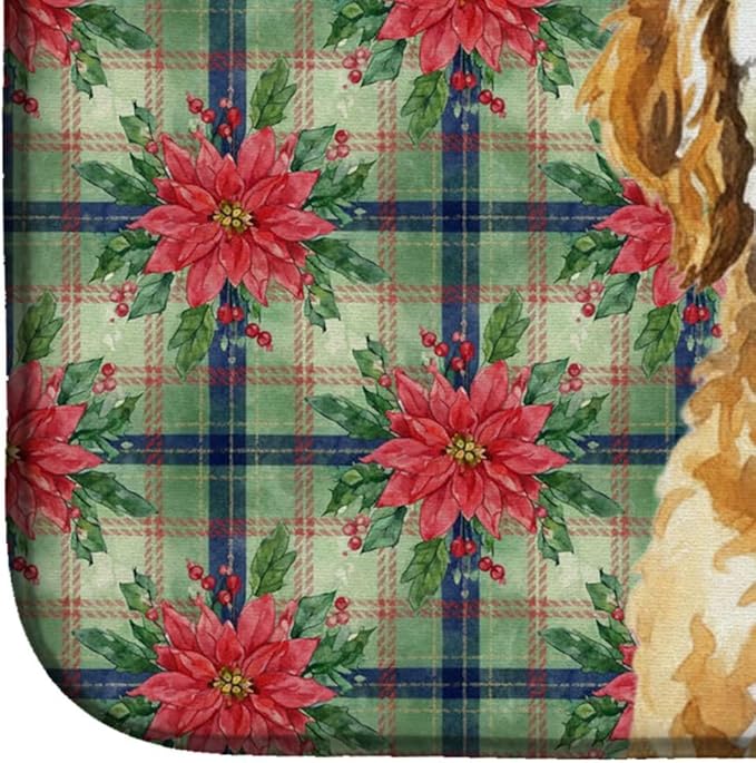 Caroline's Treasures Goldendoodle Christmas PoinsettIas Dish Drying Mat Absorbent Dish Drying Mat Pad for Kitchen Counter Dish Drainer Mat for Countertop, 14 x 21", Multicolor