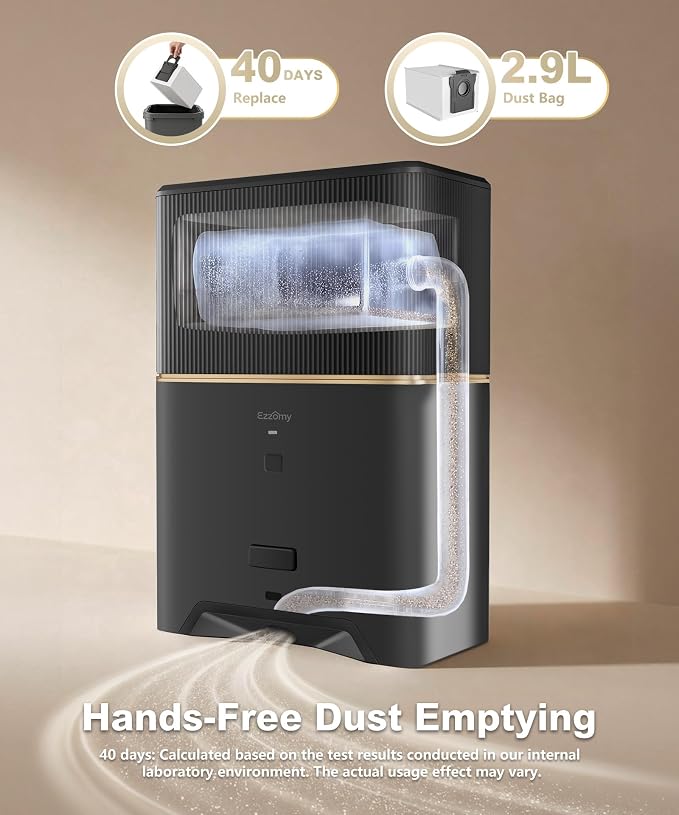 Touchless Vacuum Automatic Dustpan, Bagged Design with Replaceable Dust Bags, Up to 3-Month No Cleaning, 26,000Pa Powerful Suction, One-Touch Auto & Manual Mode for Pet Hair Kitchen & Salon