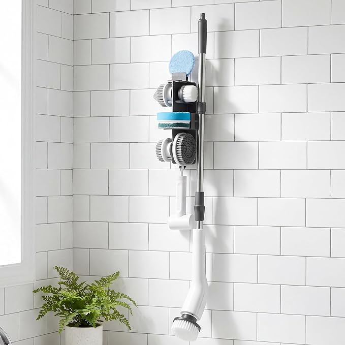 Wall Mount Organizer Rack for Electric Spin Scrubber | Handle Dia. under 1 inch,Storage Holder, Cleaning Brush Caddy,Bathroom Kitchen