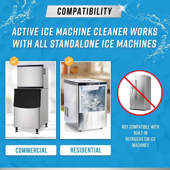 ACTIVE Ice Machine Cleaner Tablets and Automatic Toilet Bowl Cleaner - Includes 24ct Ice Maker Cleaning Tablets and 12pk Auto Blue Toilet Bowl Cleaning Tabs
