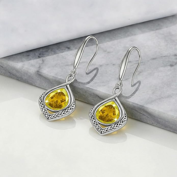 PELOVNY Celtic Knot Filigree Earrings for Women 925 Sterling Silver Moss Agate/Birthstone Infinity Earrings Birthday Christmas Jewelry Gifts for Mom Daughter Wife Sister