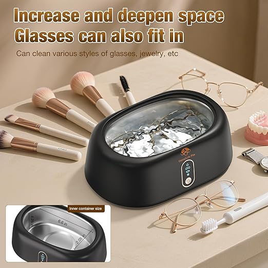Ultrasonic Cleaner - 45KHz Ultrasonic Cleaner Machine for All Jewelry, Eyeglasses, Watch Straps, Retainer, Dentures. 16oz 304 Stainless Steel Tank with 4 Cleaning Modes, Gift for Wife,Mom,Daughter