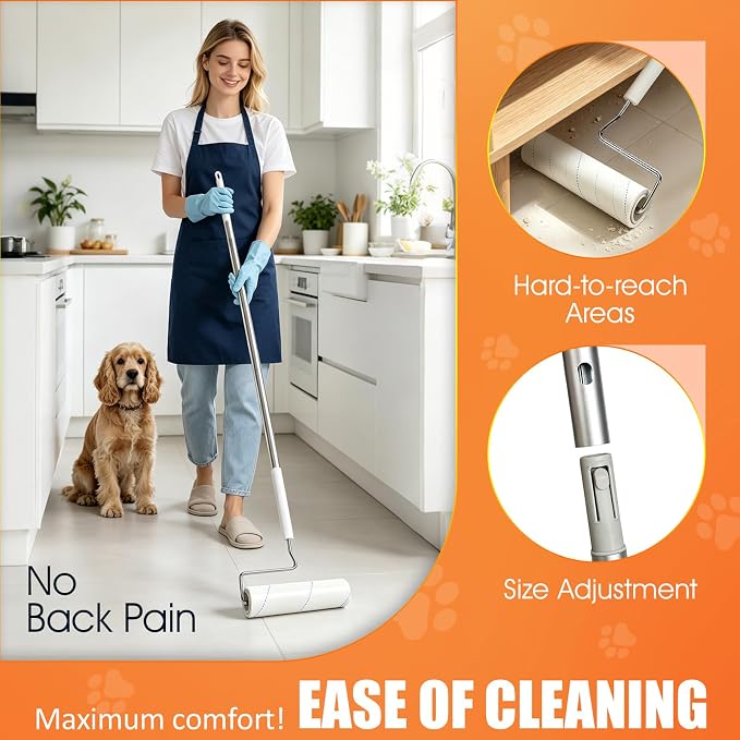WilaWindy Long Handle Pet Hair Lint Roller, 450 Sheets, 5 Rolls
