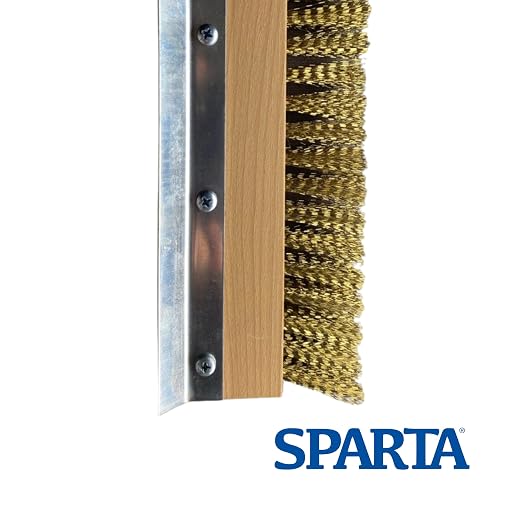 SPARTA Pizza Oven Brush Replacement Head with Crimped Brass Bristles and Stainless-Steel Scraper, Durable, Ideal for Commercial Kitchens, 10 Inches, Wood