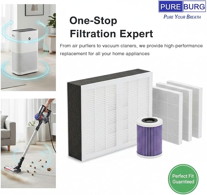 PUREBURG Replacement Filter Compatible with ‌Dreame Pet Air Purifier AP10, H13 True HEPA Activated Carbon 2-in-1 & Pet-Hair Pre-Filter For Air Clean Dust Odor