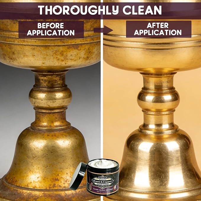 Copper and Brass Polish and Cleaner Cream，Copper Cleaner & Brass Cleaner for Long-Lasting Shine，Gently Clean and Remove Tarnish & Stains Without Scratching (Pack of 2)