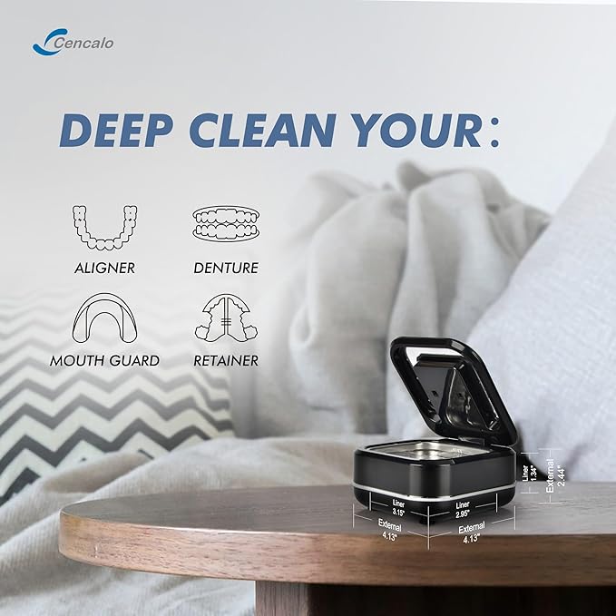 FSA HSA Eligible | 2-in-1 Ultrasonic & U-V Dental Cleaner, 42kHz Deep Cleaning Machine with Digital Timer, 180ml Pod for Retainers, Aligners, Mouth Guards | Viewing Port