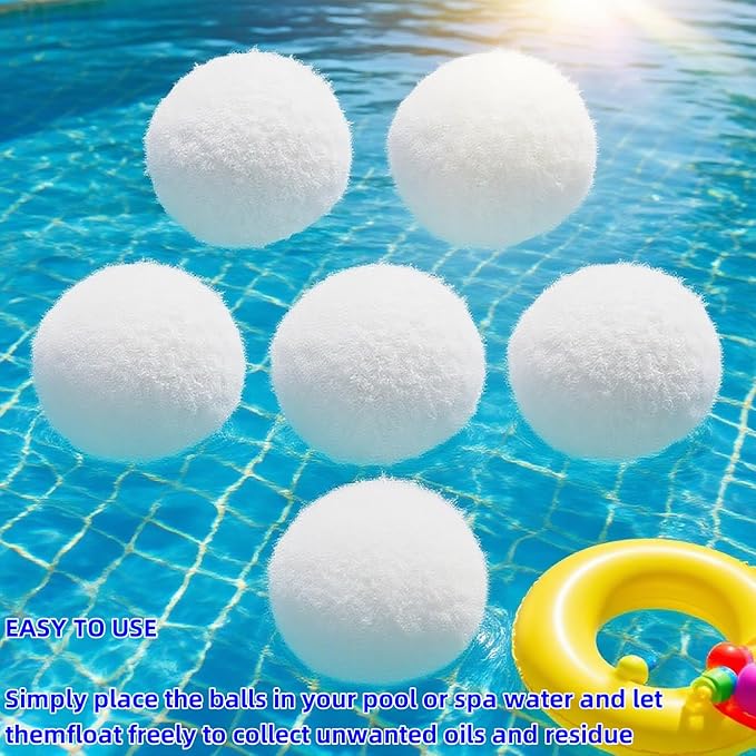 9 Pack Scum Eliminating Sponge Balls, Pool Scum Absorber, Hot Tub Oil Absorbent Cleaner, White