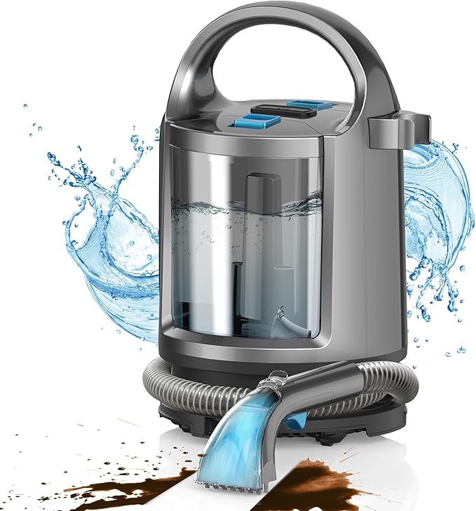 Portable Carpet Cleaner Machine & Upholstery Deep Cleaner, Pet Stain Remover, 20Kpa Powerful Suction Portable Stain Cleaning for Upholstery, Carpet, Couches, Car and Auto Detailer, Car Seats, Grey