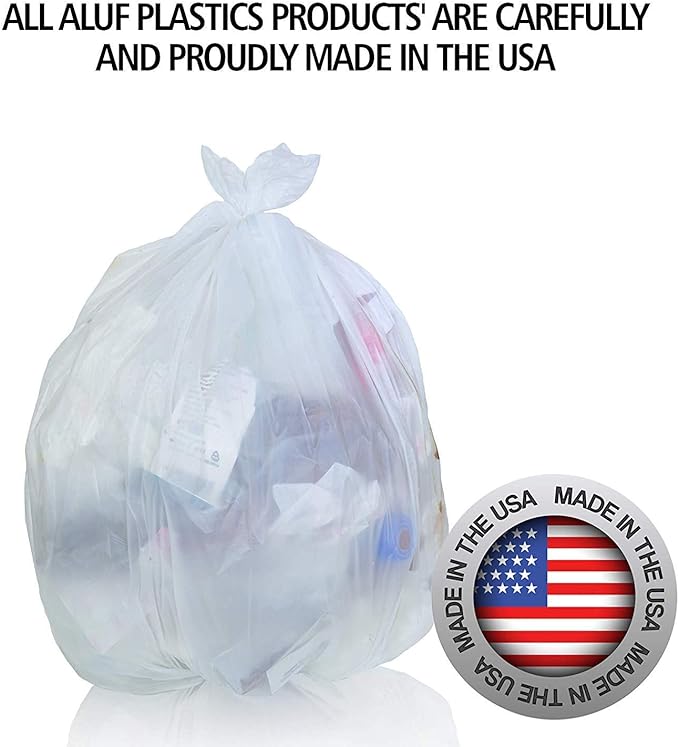Aluf Plastics 45 Gallon 16 Micron (eq) Black Trash Bags - 39" x 46" for Home, Office, & Bathroom (Pack of 250)