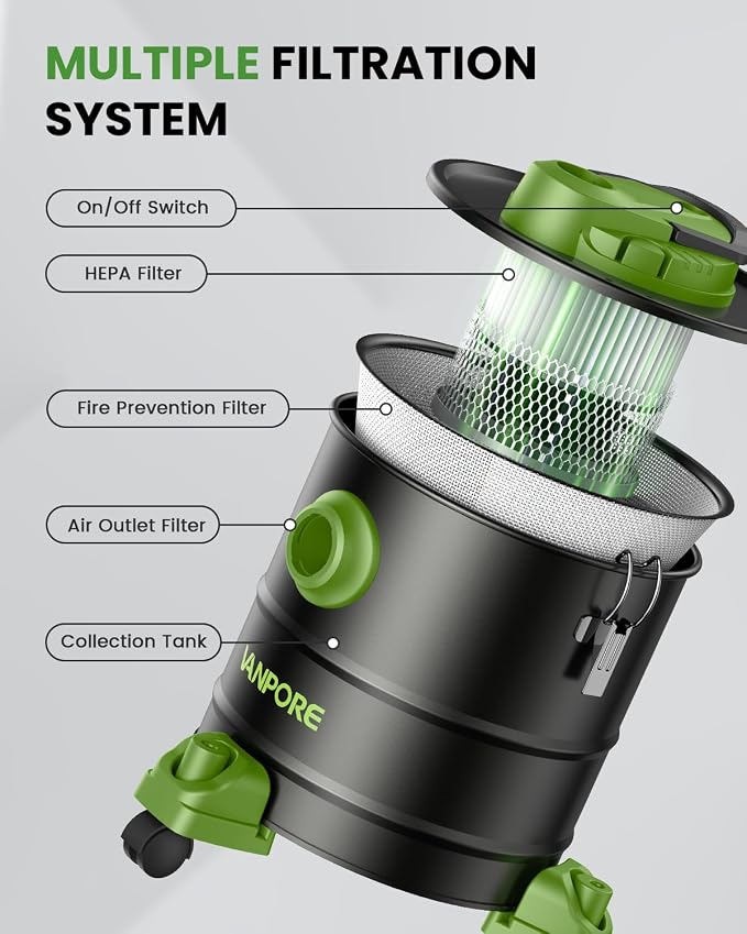Ash Vacuum(Green) + One More Filter Bag