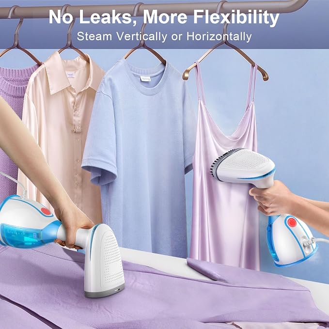 Steamer for Clothes, 15s Heat-Up Handheld Clothes Steamer with Dual Steam Holes, Strong Penetrating Steam, 1200W Portable Garment Steamer Fabric Wrinkle Remover with 300ml Large Tank for Home & Travel