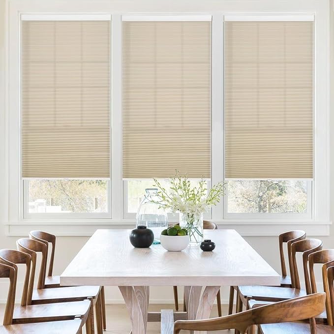MYshade 1.5-Inch Cellular Cordless Light Filtering Shades, Honeycomb Window Blinds for Soft Daylight & Privacy, Thermal Insulation, Child Safe, Inside or Outside Mount (34.5" W x 72" H, Beige)