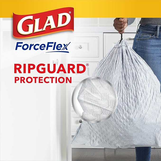 CLO78564 - Glad ForceFlex Tall Kitchen Drawstring Trash Bags