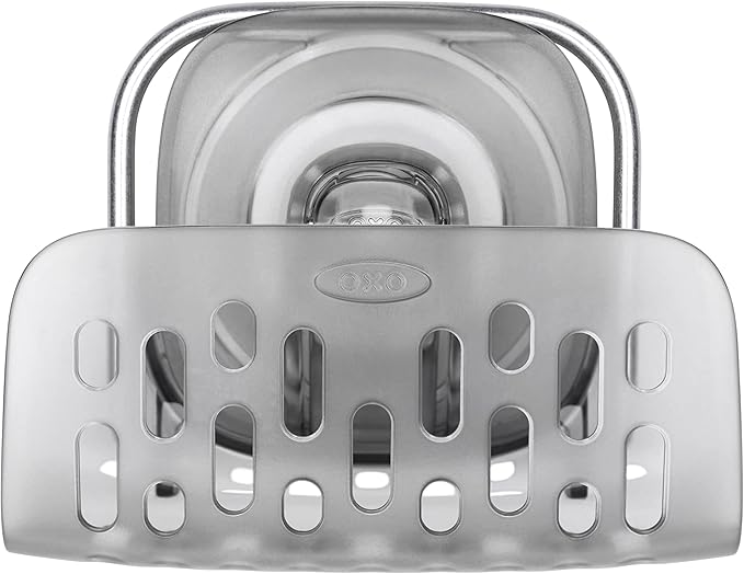 OXO Good Grips Stainless Steel Foaming Soap Dispenser and Stronghold Suction Sponge Holder
