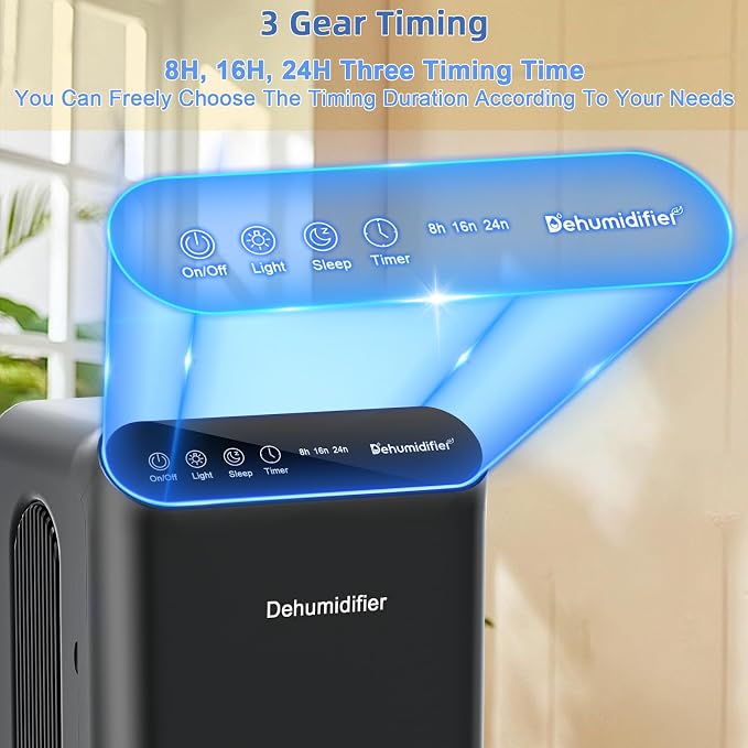 LOMMOL Dehumidifier, 86 OZ Dehumidifiers for Home (800 Sq.ft), Dehumidifier for Bedroom with Essential Oil Diffuser, 7 Color LED Light, 24H Timer, Auto Shut-off, Ideal for Bathroom Closet RV (Black)