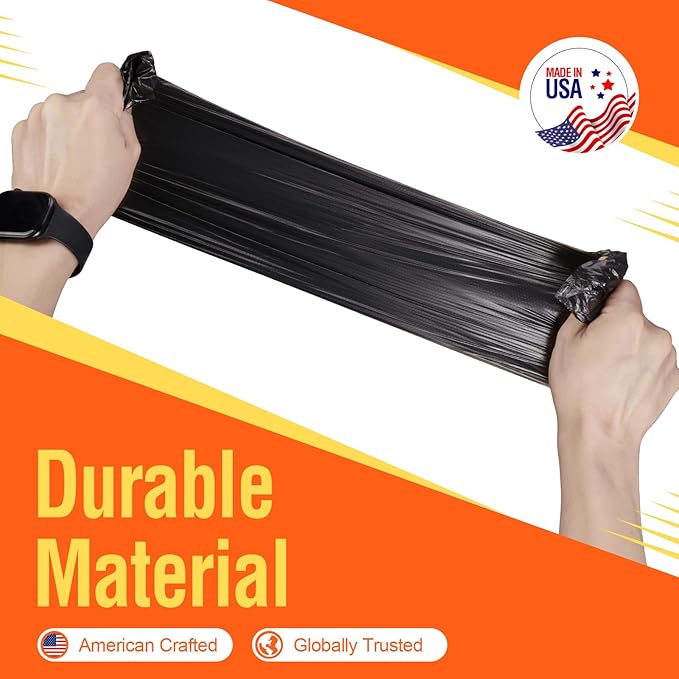 Delxo 30-33 Gallon Trash Bags, 5000 Count – 0.6 Mil Medium Duty Garbage Bags, Durable Plastic Bolsas para basura, Perforated Design– Made in USA for Kitchen, Yard, Office (Black)