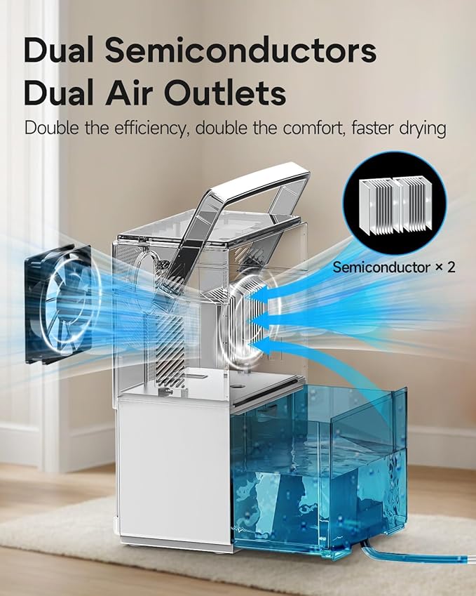 Lacidoll Small Dehumidifier with Drain Hose, Portable Dehumidifier for Bathroom, 118oz Dehumidifiers for Home 800 sq ft with 7 Colorful Light, Quiet Dehumidifiers for Bedroom RV Closet Basement,White