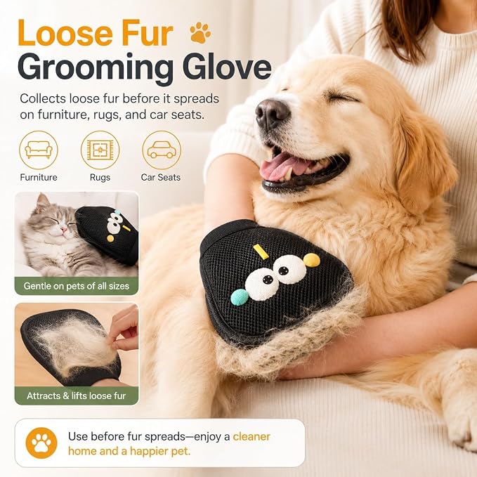 GOOGO Pet Hair Removal Tool Kit, 3 in 1 Carpet Rake Set with White Long Handle Brush, Mint Green Scraper and Scalable Pet Broom Glove for Carpets, Couches and Cars | Includes a white 52-inch carpet rake, mint green scraper and grooming glove for pet ha...