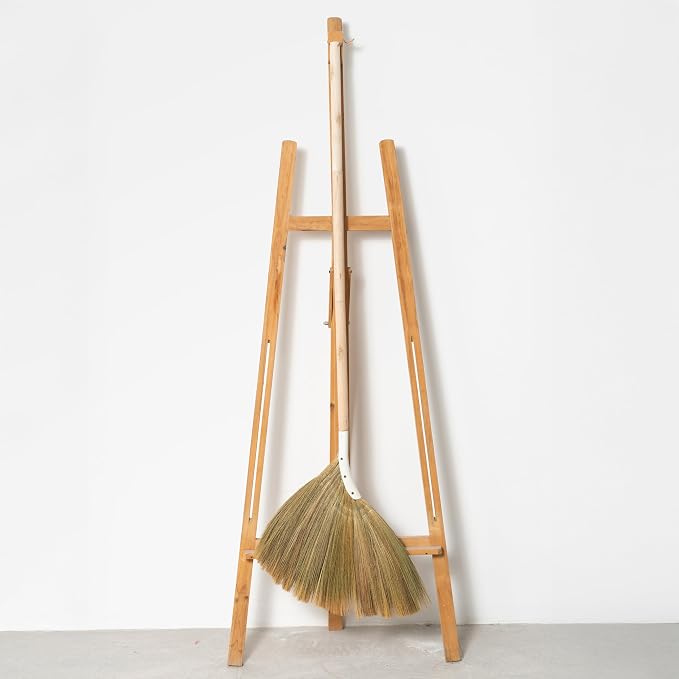 Natural Broom - Indoor Grass Broom - Long Handle Broomstick for House, Garage, Office, Lobby Room, Kitchen