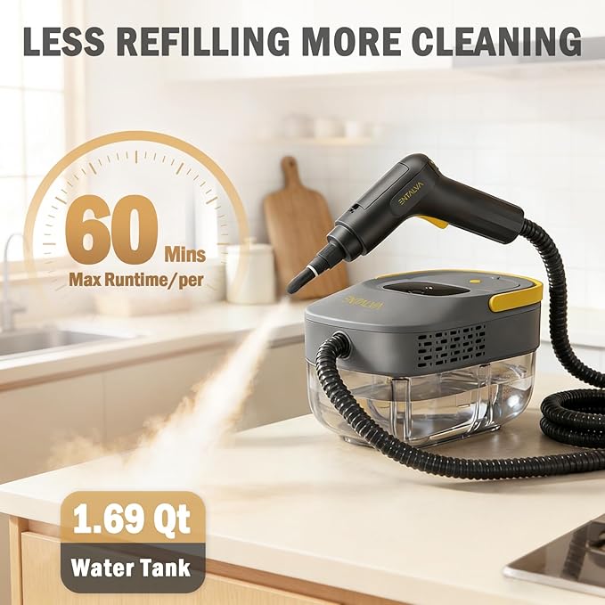 15 Accessories Steam Cleaner for Home,1.69QT Tank Handheld Steamer for Cleaning, Potable Pressurized Steam Cleaner for Grout, Car Detailing, Tile, Floor, Cloth