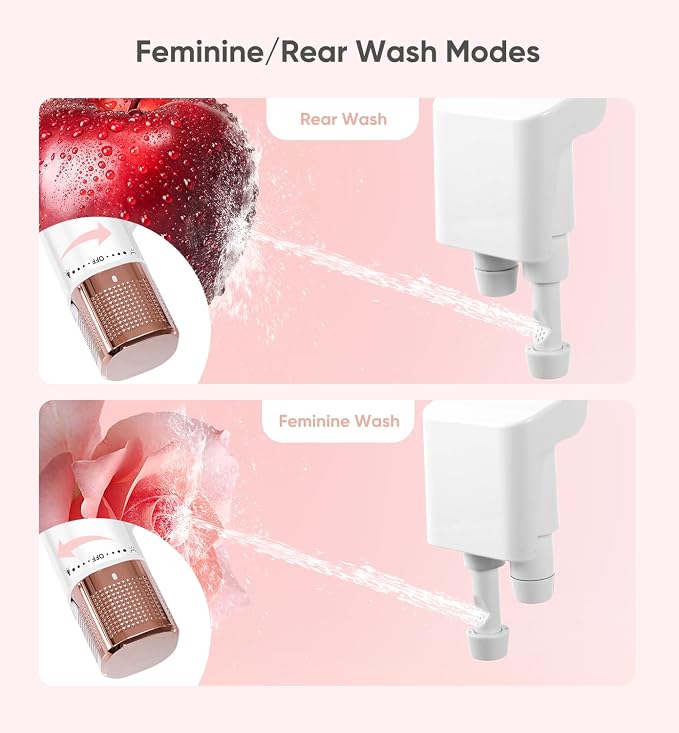 Ultra-Slim Bidet Attachment, Posterior&Feminine Wash-(Retractable Dual Nozzles), Non-Electric Bidet Attachment for Toilet Seat, Adjustable Fresh Cold Water Pressure, Stainless Steel Inlet (Rose Gold)