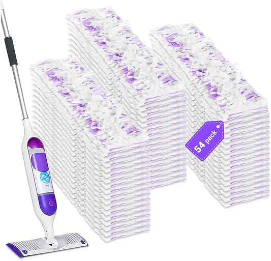 Pure Realm 54 Count Disposable Power Mop Pads Refills Compatible with swiffer PowerMop, PowerMop Wet Pads Rifill Cooperate with Swiffer Mop Refill Liquid Extra Absorbent, Traps Dust & Hair
