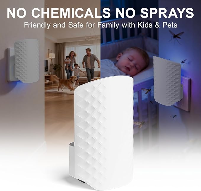 Flying Insect Trap for Indoors, Plug-in Fly Trap Bug Catcher for Gnats, Fruit Flies & House Flies, Upgraded Blue UV Light Trap with Sticky Cards, Silent & Mess-Free, 2 Devices + 10 Refills