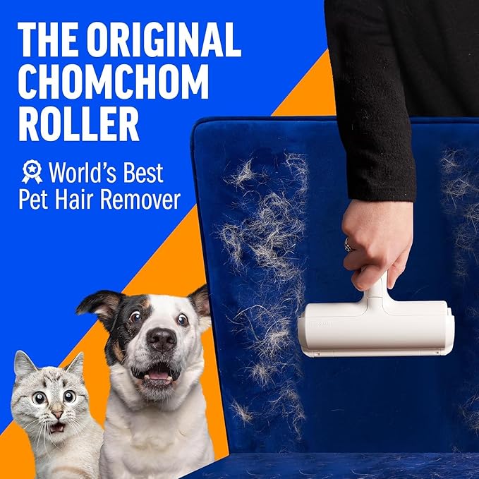Pet Hair Remover Roller - Reusable Lint Roller for Dog & Cat Hair on Furniture, Couch, Carpet, Clothing - Eco-Friendly Portable Fur Remover Tool - Manual Operation - Plastic - White