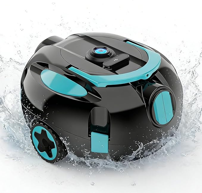 Obito H1 Robotic Pool Cleaner, Powerful Robotic Cleaner with Dual Suction Inlets, Cordless Automatic Pool Cleaner for Cleaning the Bottom of the Pool, 130-Min Runtime (Cannot Climb Walls)