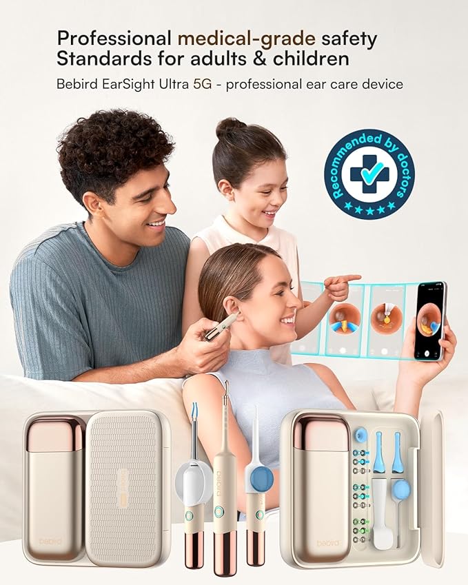 Bebird Earsight Ultra Ear Wax Removal Kit,2K HD Visual Ear Cleaner with Camera,FSA/HSA Eligible Flexible Ear Camera with 90-Minute Battery & Enhanced Light,Ear Cleaning Tool for Adults & Kids