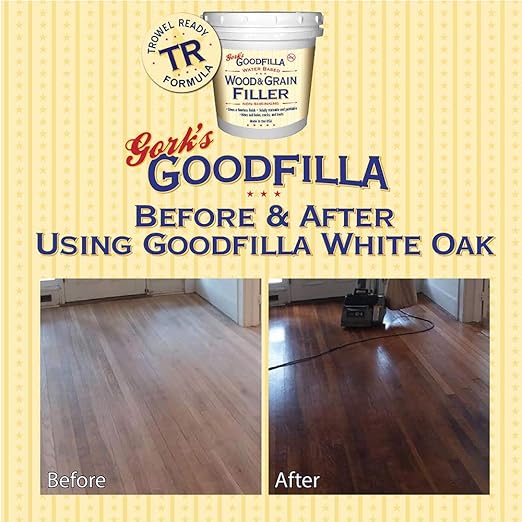 Water-Based Wood & Grain Filler (Trowel Ready) - White - 1 Quart by Goodfilla | Replace Every Filler & Putty | Repairs, Finishes & Patches | Paintable, Stainable, Sandable & Quick Drying