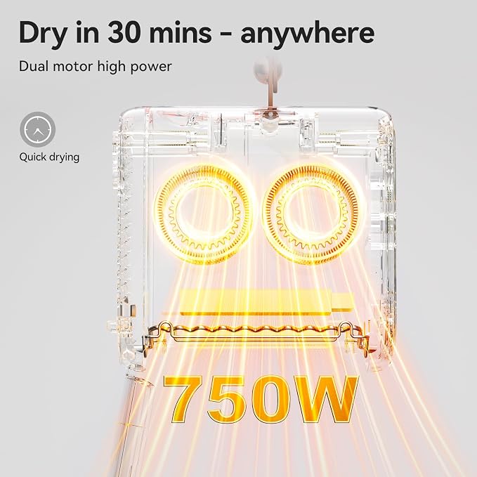 Portable Clothes Dryers for Apartments, High Power Dual Motors, No-Installation Fast Small Mini Clothes Dryer, Compact Electric Dryer for RV, Home Use, Travel Clothes Dryer