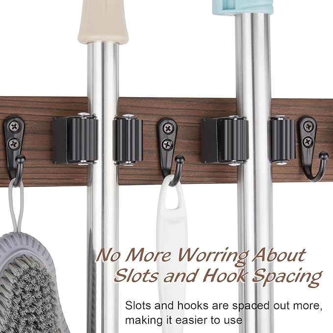 OUTNILI Broom Holder and Coat Rack Wall Mount Bundle