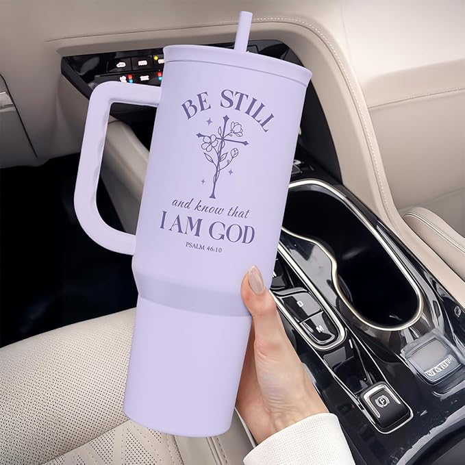Christian Gift for Women – Insulated Stainless Steel Tumbler with Handle and Straw - Religious Inspirational Gifts for Birthday Christmas, 40oz