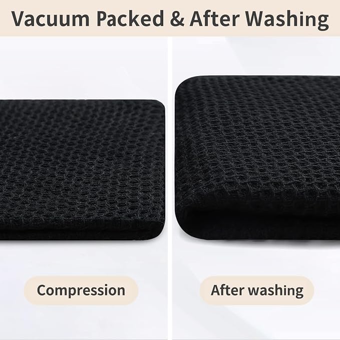 Homaxy 100% Cotton Kitchen Towels and Dishcloths Set, 12 x 12 Inches and 13 x 28 Inches, Set of 12 Bulk Kitchen Towels Set, Ultra Soft Absorbent Dish Cloths for Washing Dishes, Black