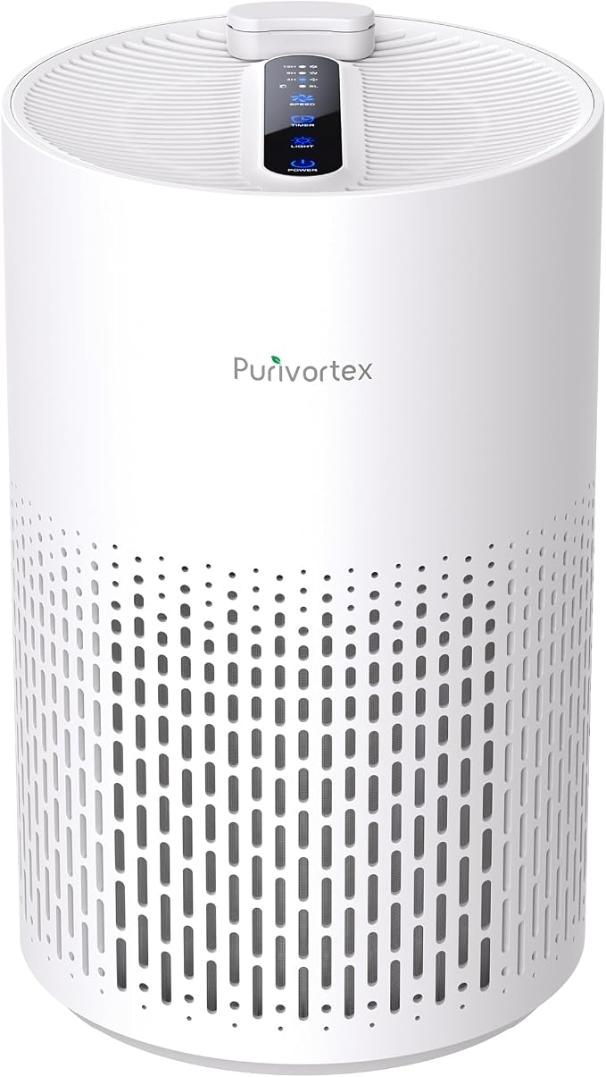 Purivortex PX500 Air Purifier with Fragrance Sponge 2-Pack Bundle, Black and White