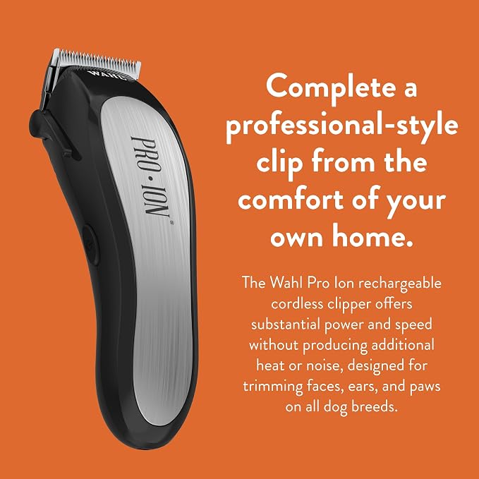 Wahl Professional Animal Pro Ion Pet, Dog & Cat Cordless Clipper Kit (#9705) - Cat, Dog & Pet Grooming Kit - Great Pet Grooming Clippers for First-Time Groomers - with 2 Hour Run Time