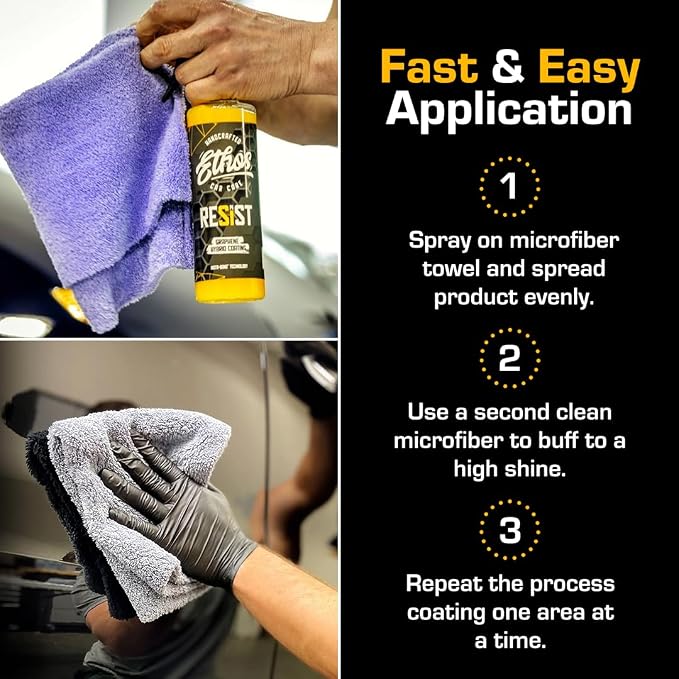 Ethos RESIST Graphene Spray Coating for Cars – Graphene Ceramic Coating Spray, Extreme Hydrophobic Protection, Gloss Enhancement, Ceramic Coating for Cars (Gallon)