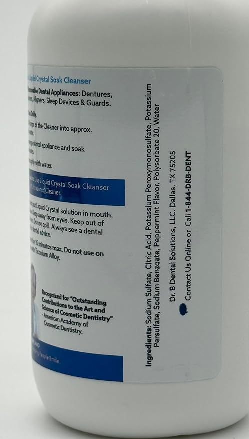 Dr. B Dental Liquid Crystal Soak Cleanser & Solutions Ultrasonic Cleaner Bundle | Complete Appliance Cleaning System for Dentures, Night Guards, Retainers & Aligners