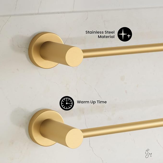 Swiss Madison Claire 3-Bar Electric Towel Warmer Heated Towel Racks for Bathroom in Brushed Gold