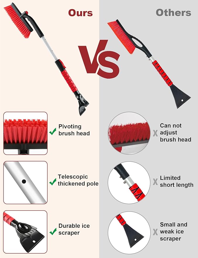 anngrowy 32" Snow Brush for Car Ice Scraper for Windshield Car Scraper for Ice and Snow Scraper with Brush, 62" Microfiber Car Wash Brush Mop Kit Mitt Sponge with Long Handle Car Cleaning Supplies Kit