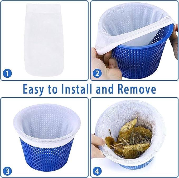 150 Pack Pool Skimmer Socks for Filters Baskets, Works Perfect with The Surface Skimmer for Inground and Above Ground Pool, Swimming Pool Accessories for Adults Kids