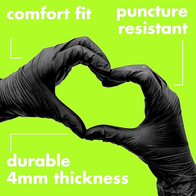 Colortrak Disposable Nitrile Gloves, Black, Luminous Collection Latex-Free, Powder-Free Hair Color Gloves for Chemical Processing & Salon Services, 100 Count, Small