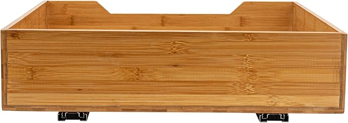 Household Essentials Glidez Bamboo and Steel Pull-Out/Slide-Out Storage Organizer for Under Cabinet Use - 1-Tier Design - Fits Standard Size Cabinet or Shelf, Natural