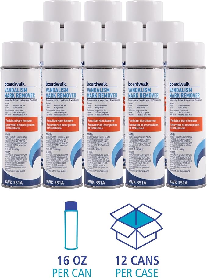 Boardwalk Vandalism Mark Remover, 16 oz Aerosol Spray, 12/Carton