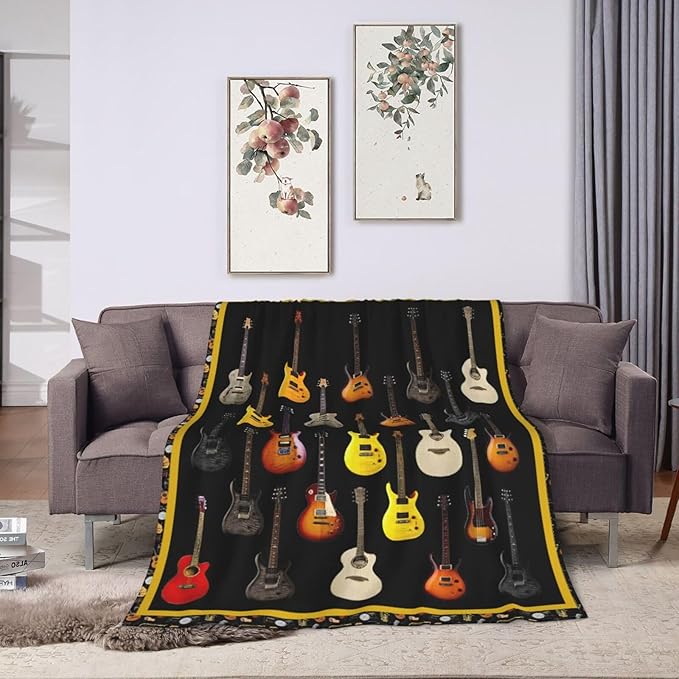 Guitar Throw Blanket - Soft, Cozy, Warm Fleece for Women & Men - Guitar Lovers Gift - 50"X40"