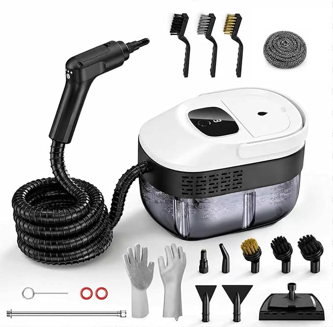 2500W Handheld Steam Cleaner for Home, 15s Heat-Up Hand Held Steamer for Cleaning with 20Pcs Accessories, 54oz(1.6l) Large Tank, Hand Held Steam Cleaner for House, Car, Grout, Tile, Furniture