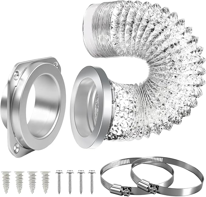 DVC-180 Magnetic Dryer Vent Connector Kit - 4 Inch Quick Connect Dryer Hose Coupling with 3.3ft Flexible Duct & 2 Clamps - Strong Self-Aligning Airtight Seal for Easy Cleaning & Tight Spaces